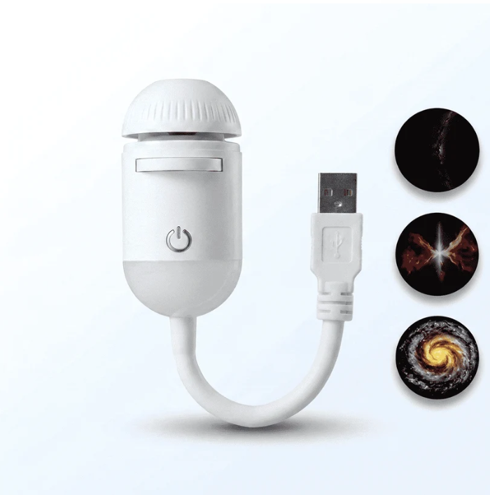 Velique Orbit galaxy projector shown with its swappable galaxy discs